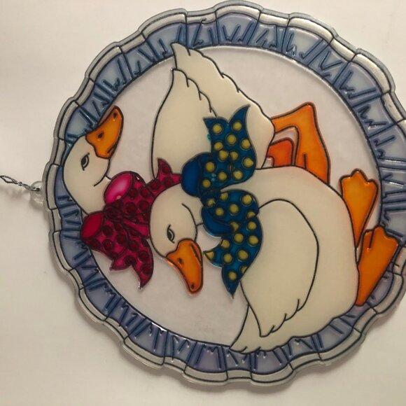 Lot of 2 home decors Suncatchers wall hanging geese & bird round - Picture 5 of 6